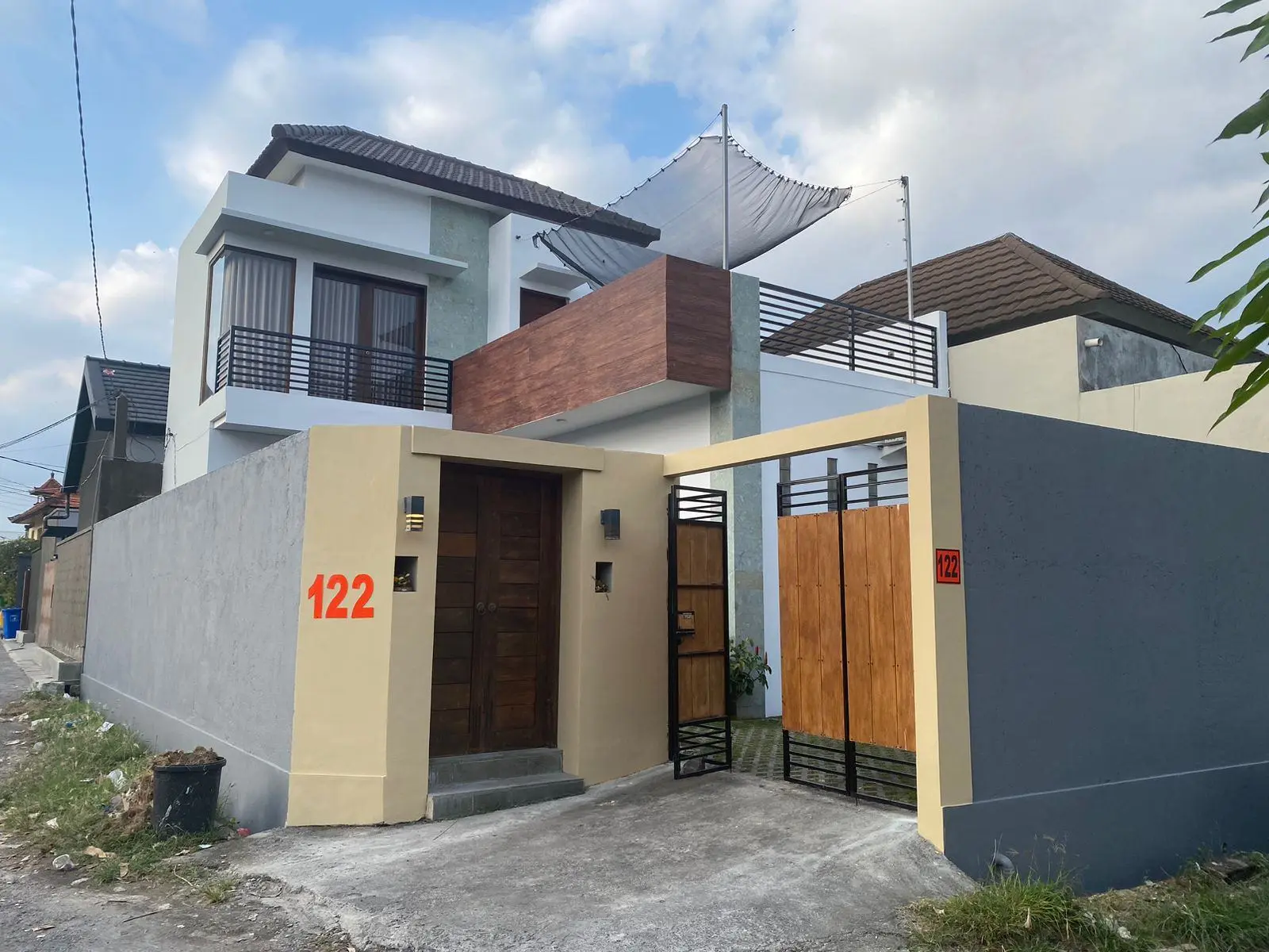 Villa with rice fields view