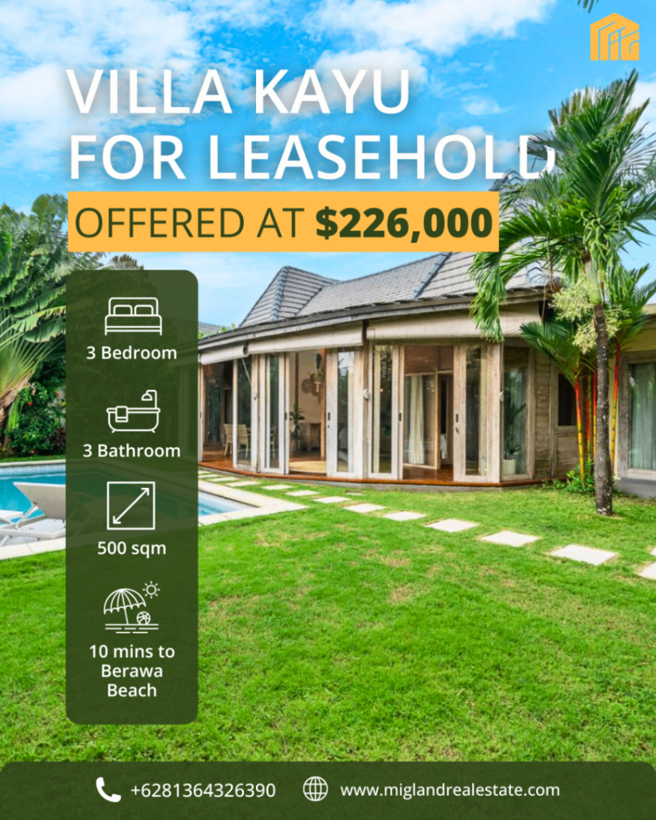 3-BR Villa in Padonan, Canggu - 13 Years Leasehold