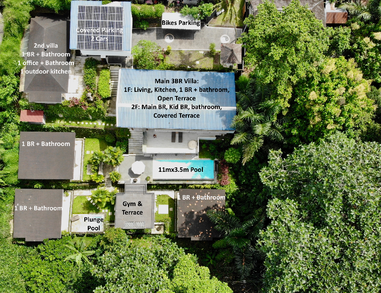 Zen Retreat Paradise 1840sqm 5 villas , 7 bedrooms, 1 office, 2 pools, 1 gym in Pererenan - Image 5